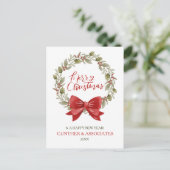 Kerstkrans met Red Bow Corporate Greeting Feestdagenkaart (Staand voorkant)