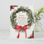 Kerstkrans met Red Bow Holiday Kaart Design (Staand voorkant)