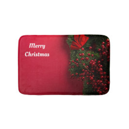 kerstkrans met rode bessen badmat