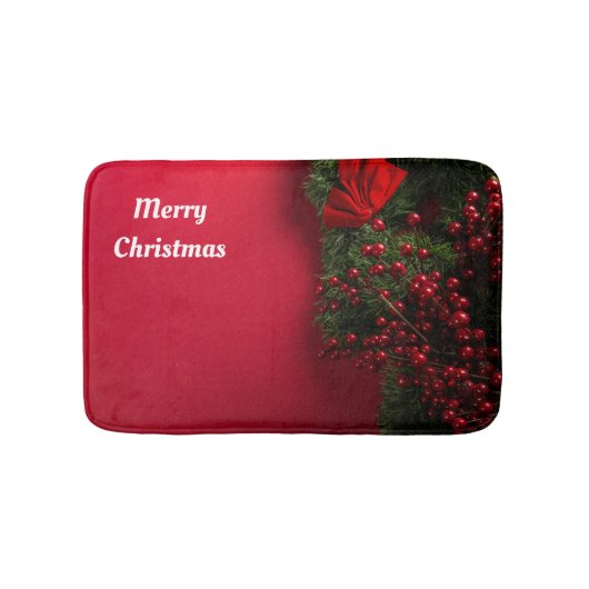 kerstkrans met rode bessen badmat (Voorkant)