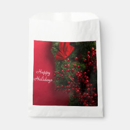 kerstkrans met rode bessen bedankzakje