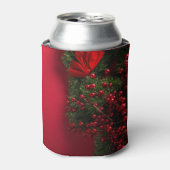 kerstkrans met rode bessen blikjeskoeler (Blikje Voorkant)