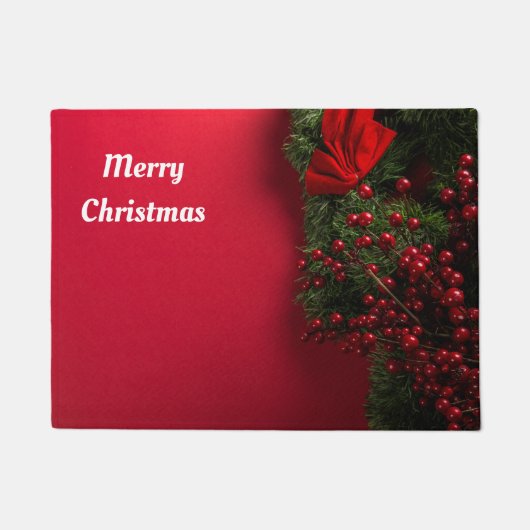 kerstkrans met rode bessen deurmat (Voorkant)