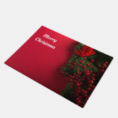 kerstkrans met rode bessen deurmat (Schuin)
