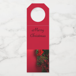 kerstkrans met rode bessen flessenhanger