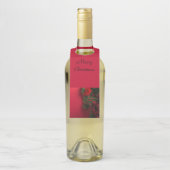 kerstkrans met rode bessen flessenhanger (Op fles)