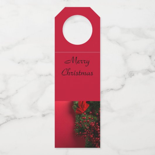kerstkrans met rode bessen flessenhanger (Voorkant)