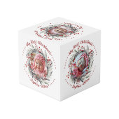 Kerstkrans met rode bessen foto kubus (Achter hoekig)