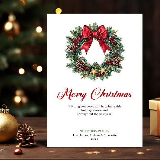 Kerstkrans met rode bessen kaart