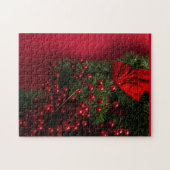 kerstkrans met rode bessen legpuzzel (Horizontaal)