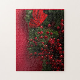 kerstkrans met rode bessen legpuzzel