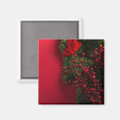 kerstkrans met rode bessen magneet (Voorkant / Achterkant)