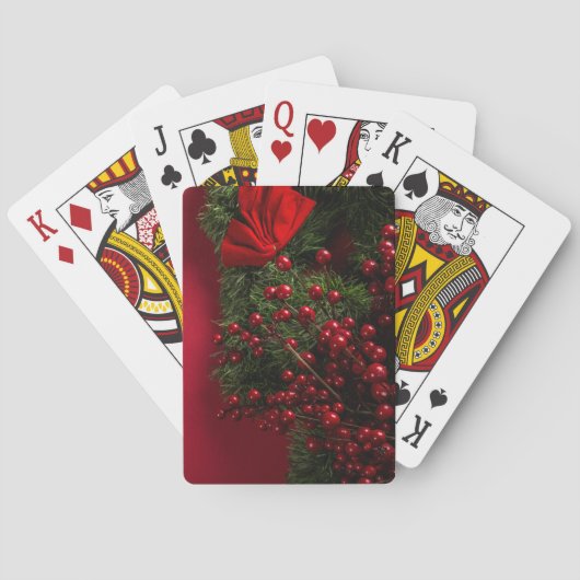 kerstkrans met rode bessen pokerkaarten (Achterkant)