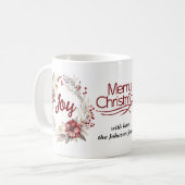 Kerstkrans met rode bloemen en bessen Joy Koffiemok (Voorkant links)
