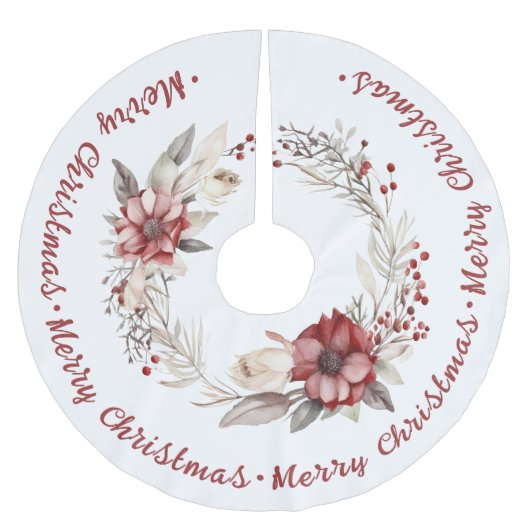 Kerstkrans met rode bloemen en bessen kerstboom rok (Voorkant)