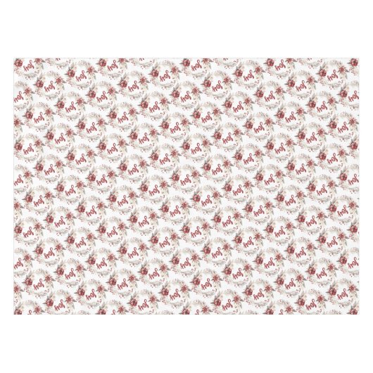 Kerstkrans, met rode bloemen en bessen tafelkleed (Voorkant (Horizontaal))