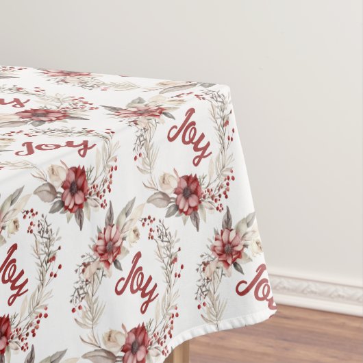 Kerstkrans, met rode bloemen en bessen tafelkleed (Voorbeeld)