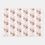 Kerstkrans met rode bloemen en foto inpakpapier vel (Voorkant 3)