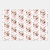 Kerstkrans met rode bloemen en foto inpakpapier vel (Voorkant)