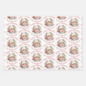 Kerstkrans met rode bloemen en foto inpakpapier vel (Voorkant 3)