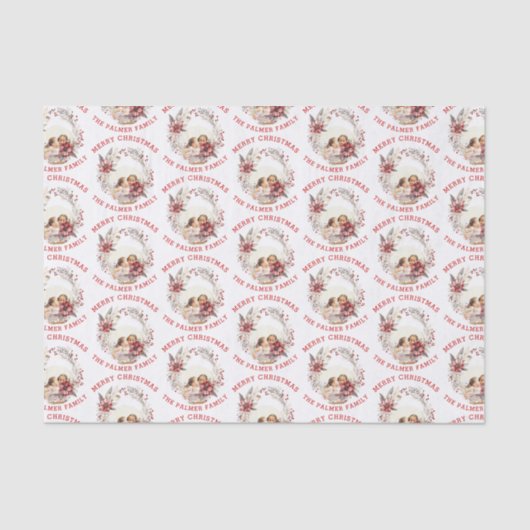 Kerstkrans met rode bloemen en foto tissuepapier (Voorkant)