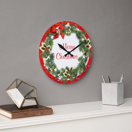 Kerstkrans met rode glitters Holiday  Grote Klok (Kantoor)