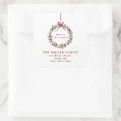 Kerstkrans met rode strik Retouradres Label (Tas)