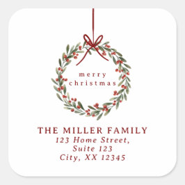 Kerstkrans met rode strik Retouradres Label