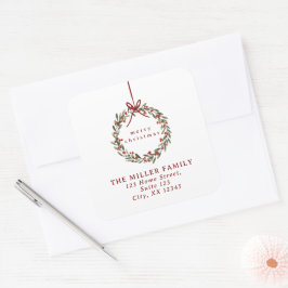 Kerstkrans met rode strik Retouradres Label