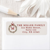 Kerstkrans met rode strik Retouradres Label (Insitu)