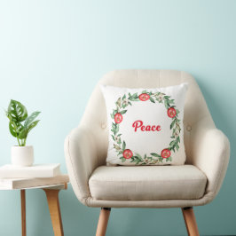 Kerstkrans met roze bloemen | vredeskussen kussen