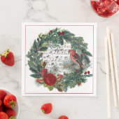 Kerstkrans met Rozen en Grosebeak Servet (Insitu)