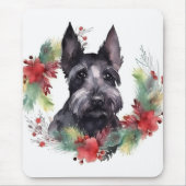 Kerstkrans met Schotse Terriër Festieve Pup  Muismat (Voorkant)