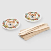 Kerstkrans met Shiba Inu Puppy Handwaaier (Niet-gemonteerd)