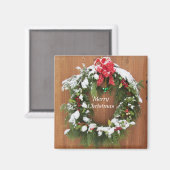 Kerstkrans met sneeuw bestoven magneet (Voorkant / Achterkant)