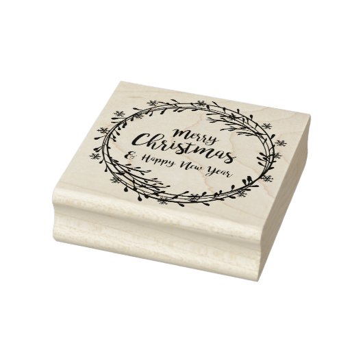 Kerstkrans met sneeuwvlokken rubberstempel (Stempel)