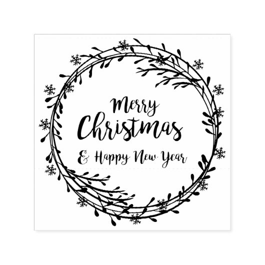 Kerstkrans met sneeuwvlokken  zelfinktende stempel (Design)