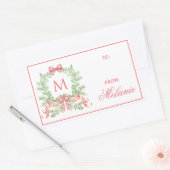 Kerstkrans met strik | Monogram Rechthoekige Sticker (Envelop)