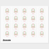 Kerstkrans met strik | Monogram Vierkante Sticker (Vel)