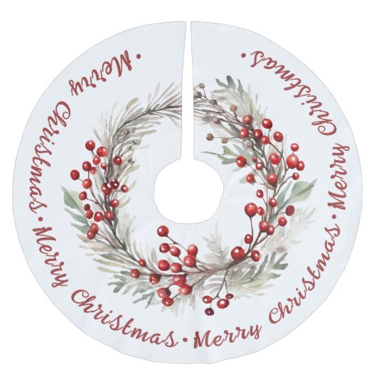 Kerstkrans met takken en rode bessen kerstboom rok (Voorkant)