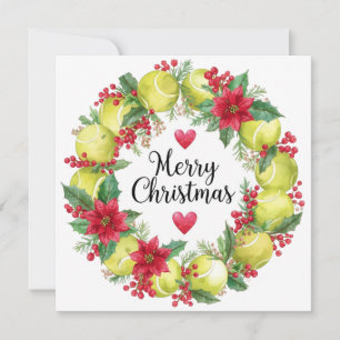 Kerstkrans met tennis voor Kerstmis Feestdagenkaart