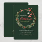 Kerstkrans met versieringen uitnodiging (Voorkant / Achterkant)