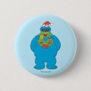 Kerstkrans met vintage Cookie Monster Ronde Button 5,7 Cm