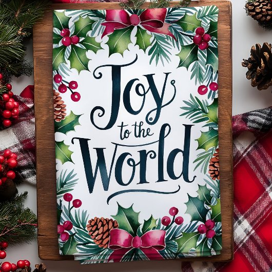 Kerstkrans met vreugde voor de wereld theedoek