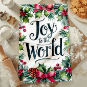 Kerstkrans met vreugde voor de wereld theedoek
