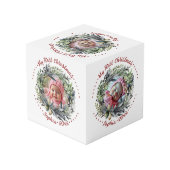 Kerstkrans met weelderige groen foto kubus (Achter hoekig)