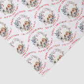 Kerstkrans met witte bloemen en foto tissuepapier (Detail)