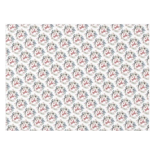 Kerstkrans, met witte bloemen, rode bessen tafelkleed (Voorkant (Horizontaal))