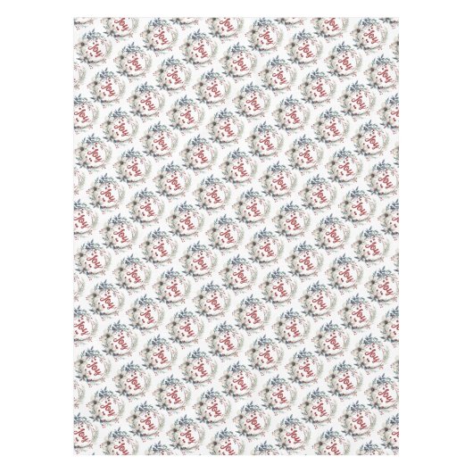 Kerstkrans, met witte bloemen, rode bessen tafelkleed (Voorkant)