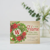 Kerstkrans Monogram Bewegende aankondiging Briefkaart (Staand voorkant)